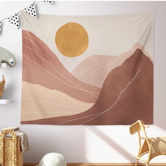 Neutral Minimalist Sunrise/Sunset Warm Colorful Festival Boho Tapestry/Wall Art - Picture 3 of 6